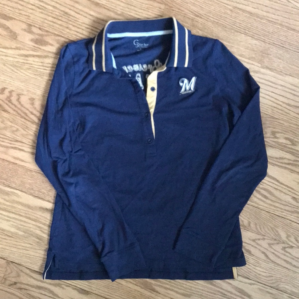 Milwaukee Brewers long sleeved collared shirt